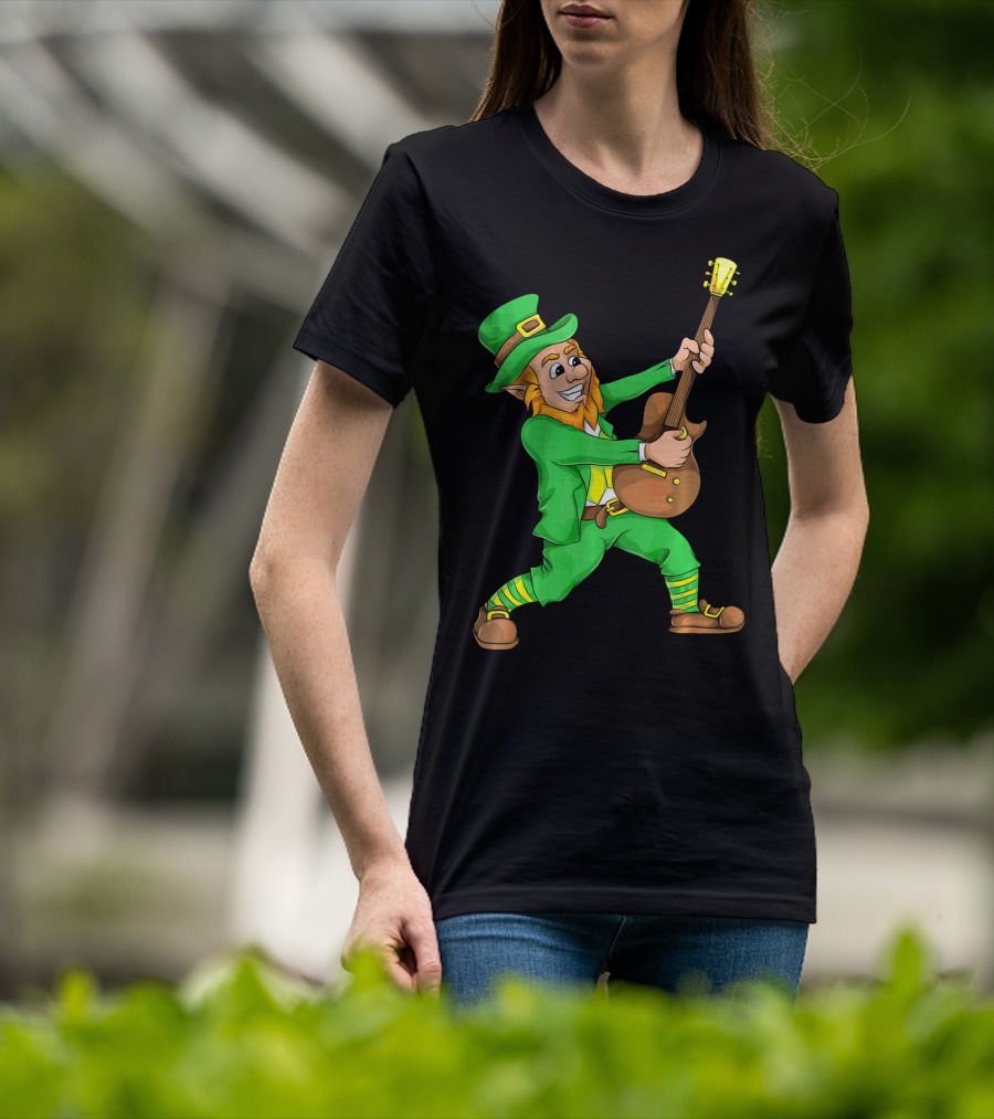 St. Patrick's Day Leprechaun Playing Guitar T-Shirt