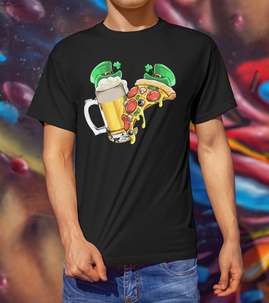 Beer Pizza Leprechaun Hat St. Patrick's Day T-Shirt