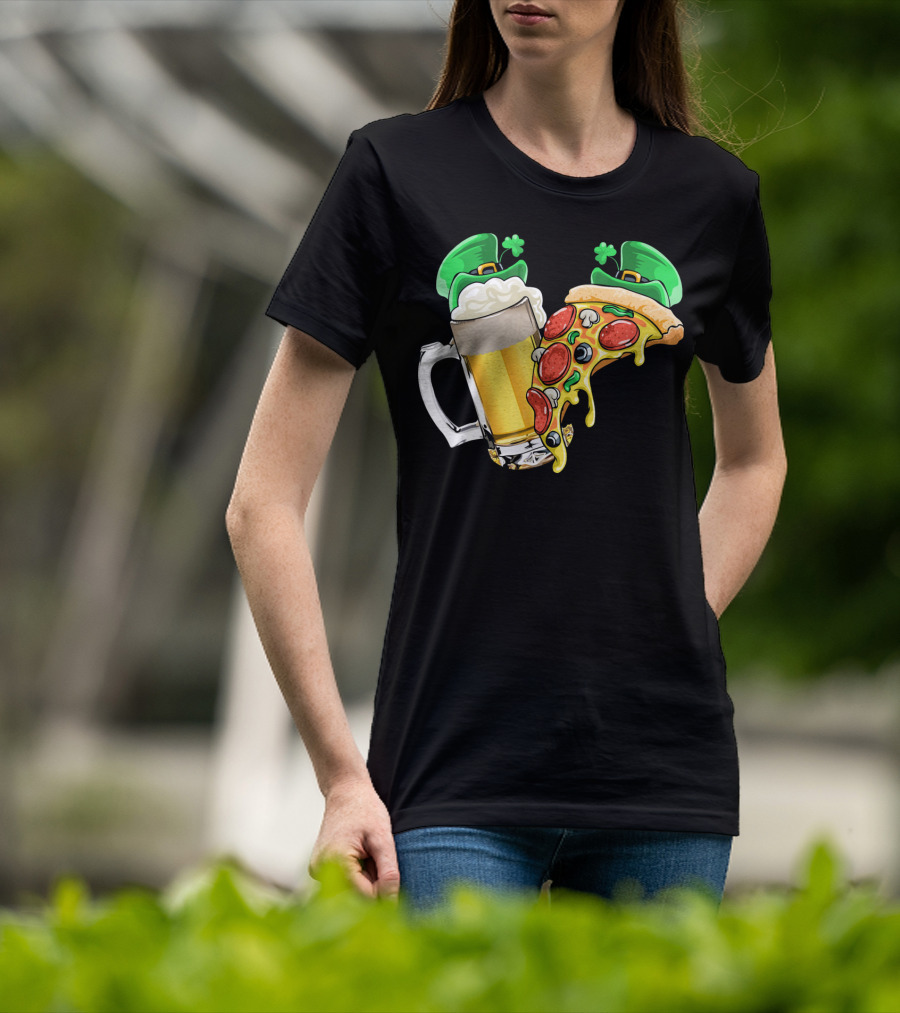 Beer Pizza Leprechaun Hat St. Patrick's Day T-Shirt