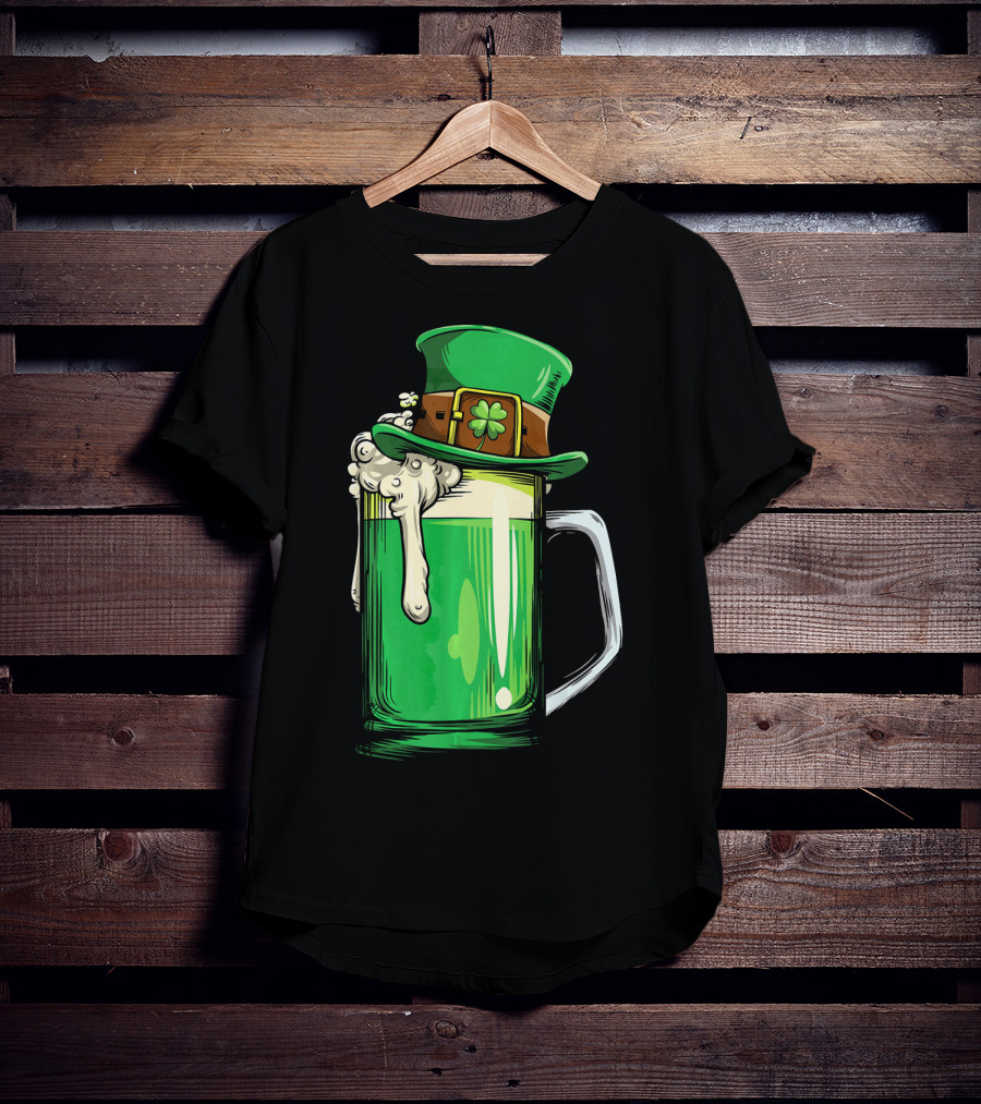 St Patrick Green Beer Leprechaun Hat Shamrock T-Shirt