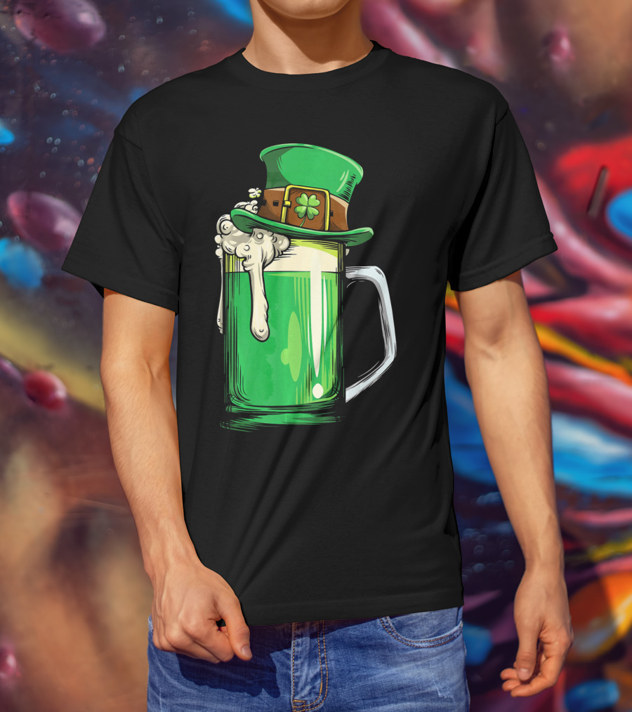 St Patrick Green Beer Leprechaun Hat Shamrock T-Shirt