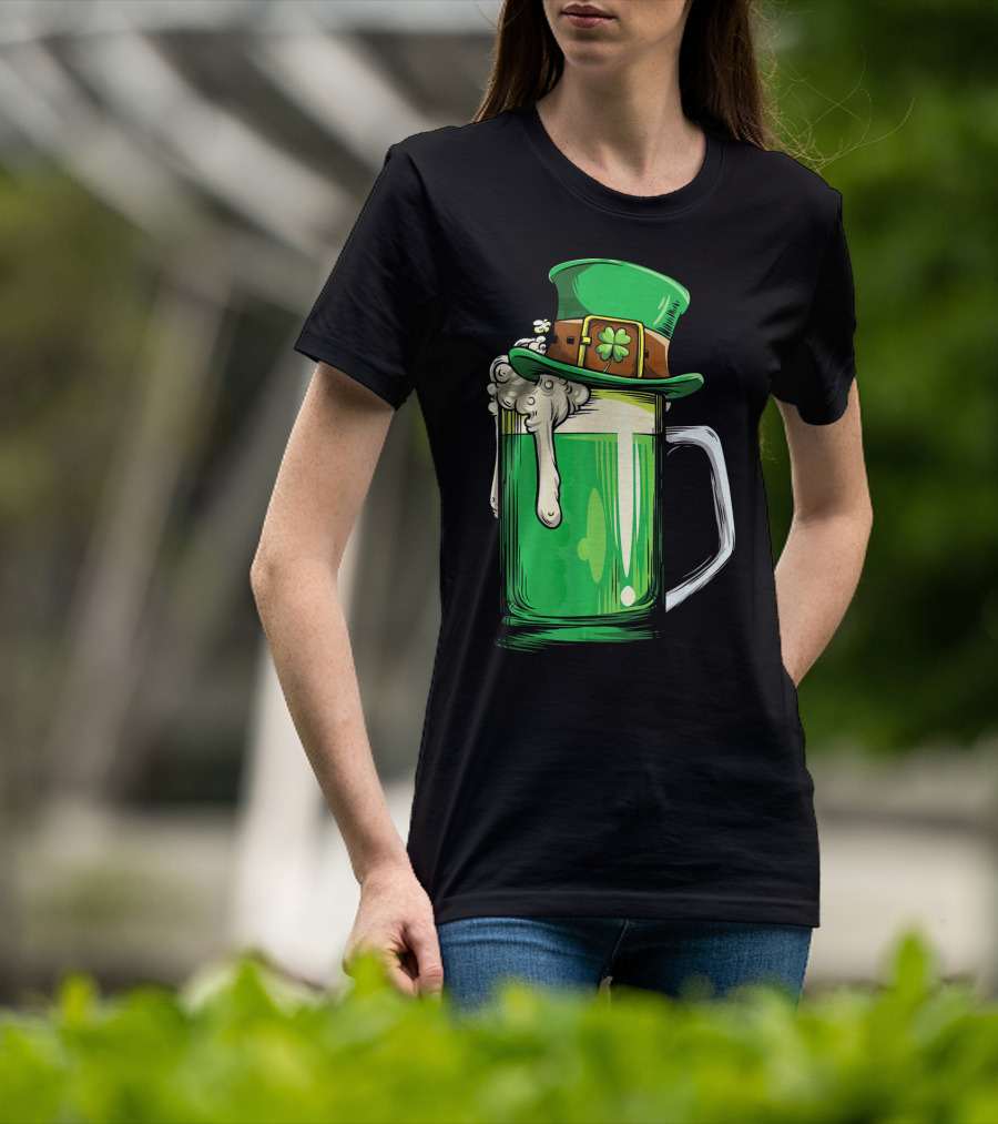 St Patrick Green Beer Leprechaun Hat Shamrock T-Shirt