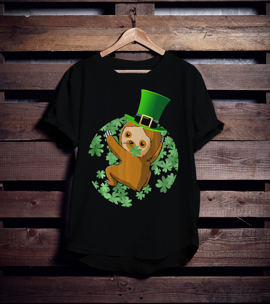 Leprechaun Hat Sloth Shamrock T-Shirt