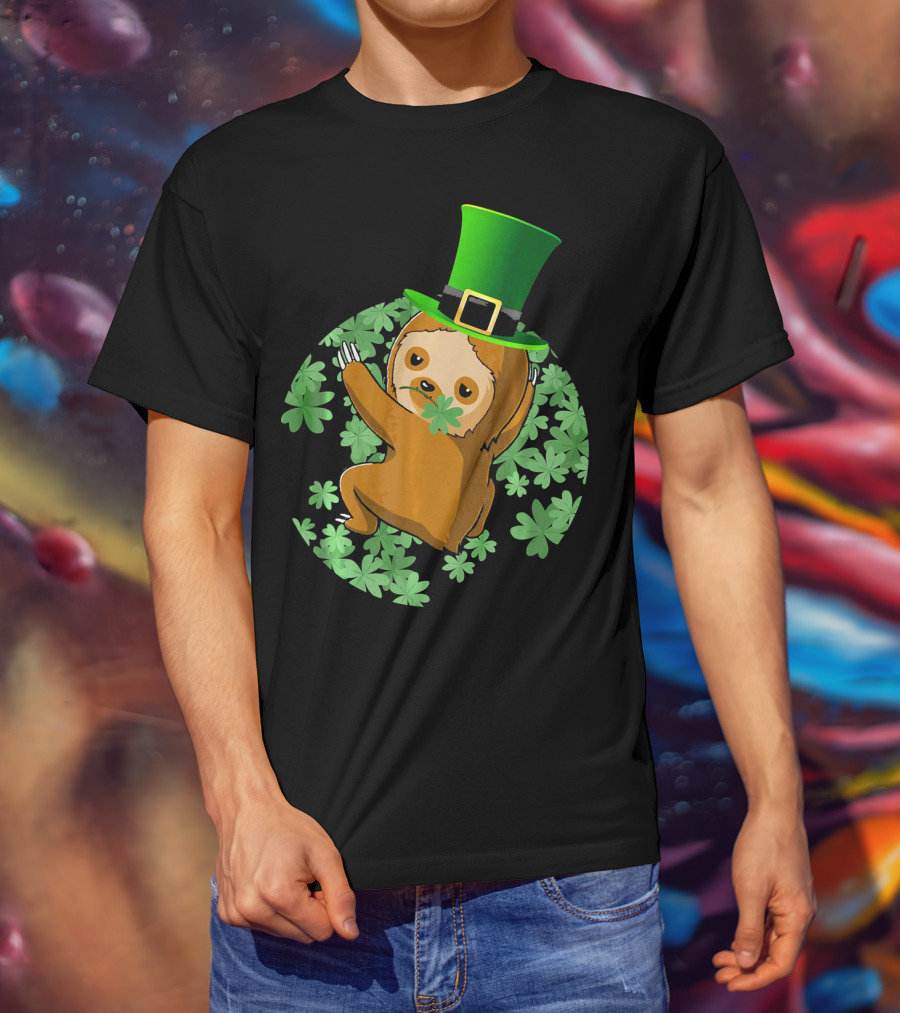 Leprechaun Hat Sloth Shamrock T-Shirt