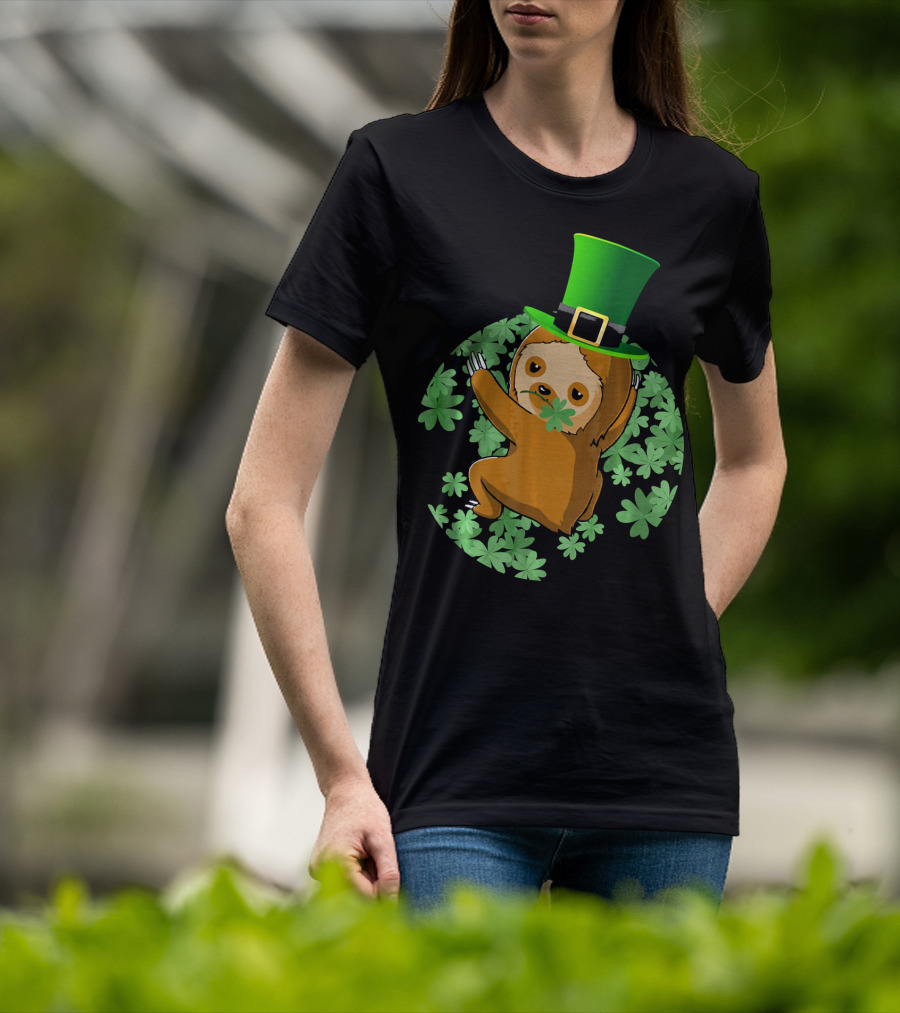 Leprechaun Hat Sloth Shamrock T-Shirt
