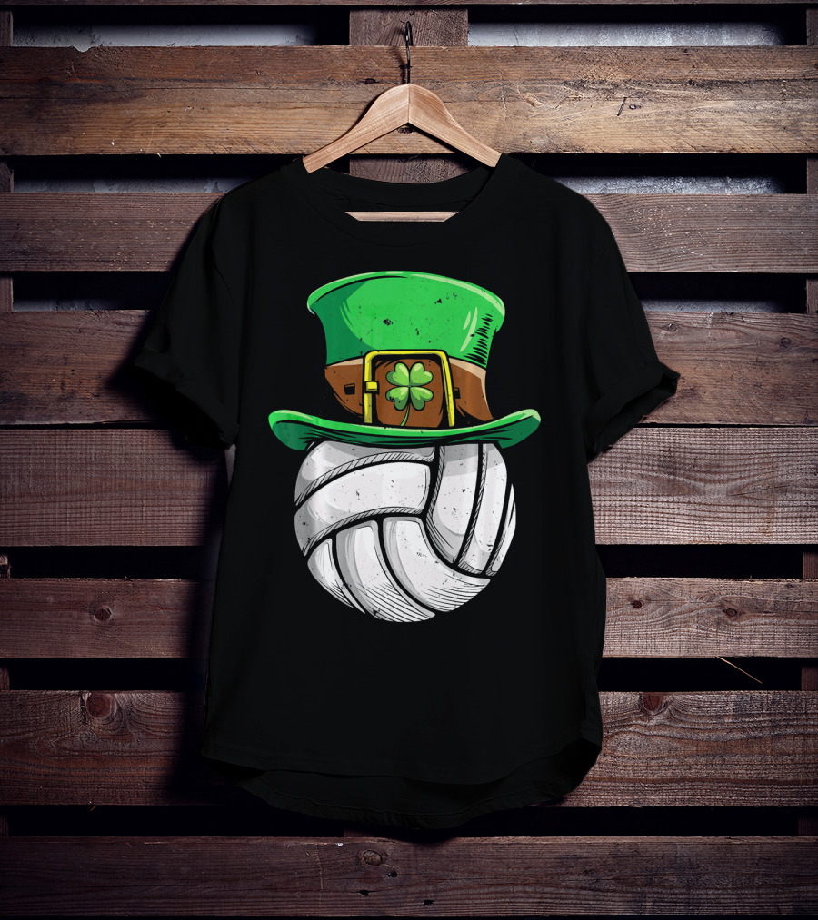 Volleyball Leprechaun Hat With Shamrock T-Shirt