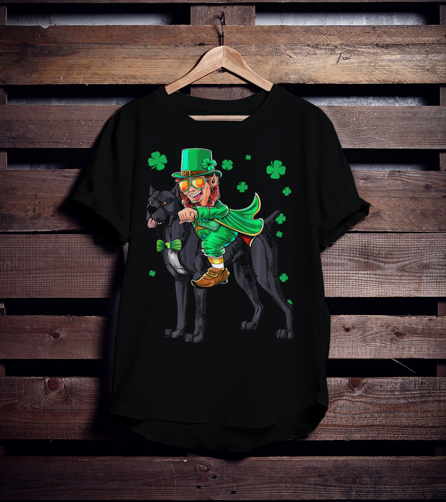 Leprechaun Cane Corso Mastiff With Shamrock Elements T-Shirt