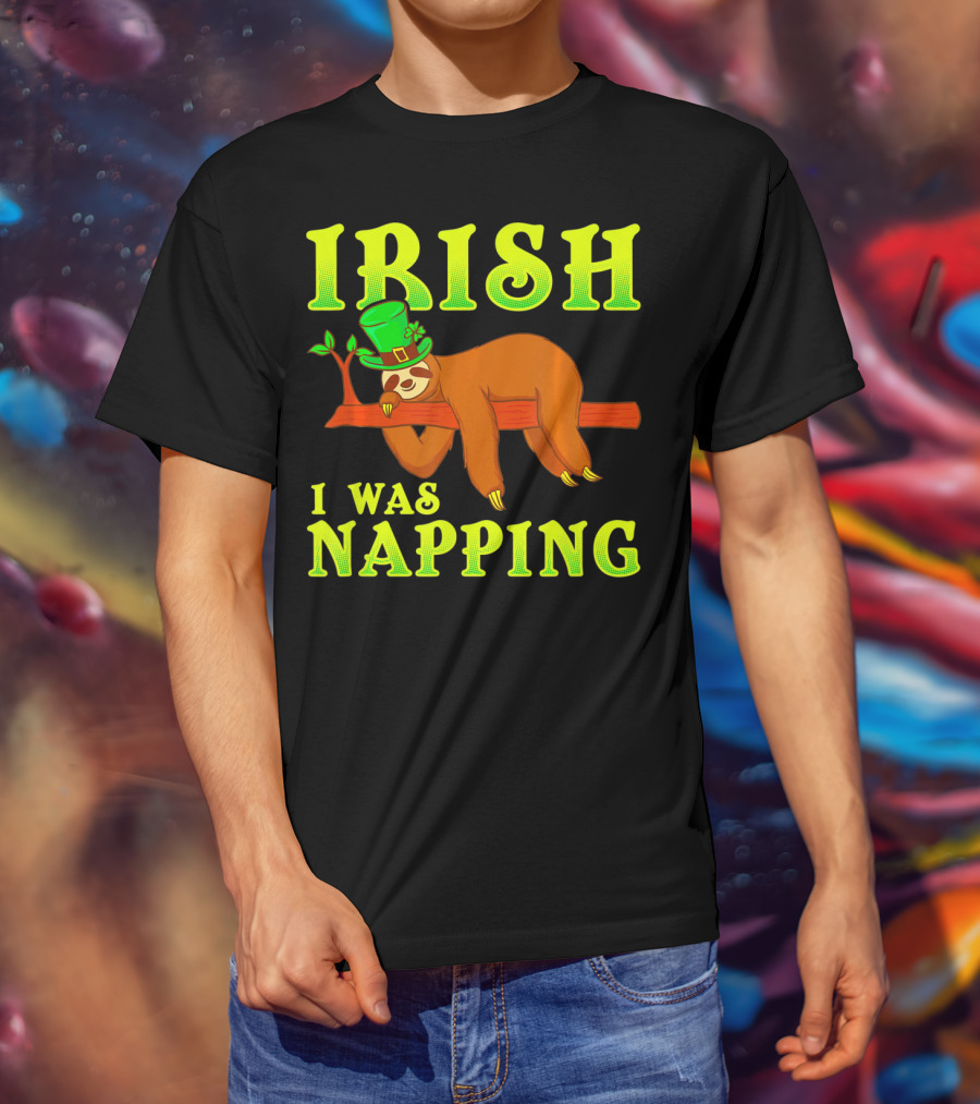 Irish I Was Napping Funny St Pats Day Sloth Hat T-Shirt