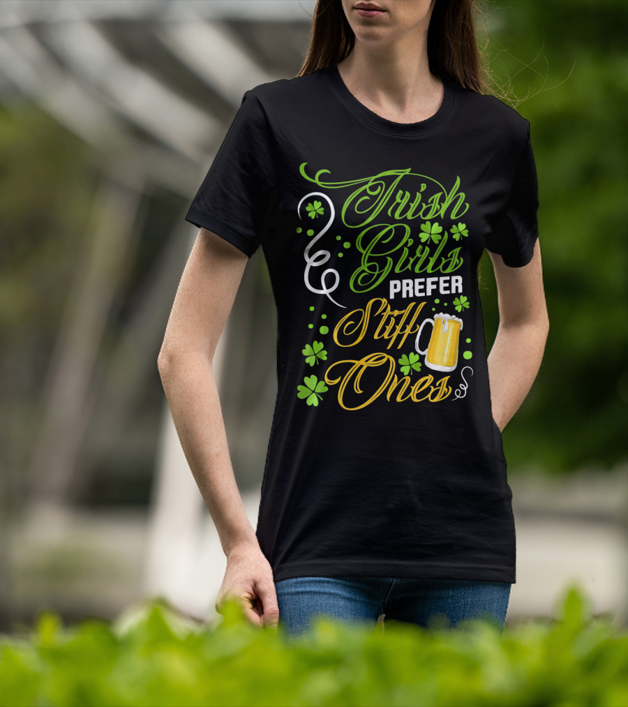 Irish Girls Prefer Stiff Ones Beer Mug Shamrocks T-Shirt