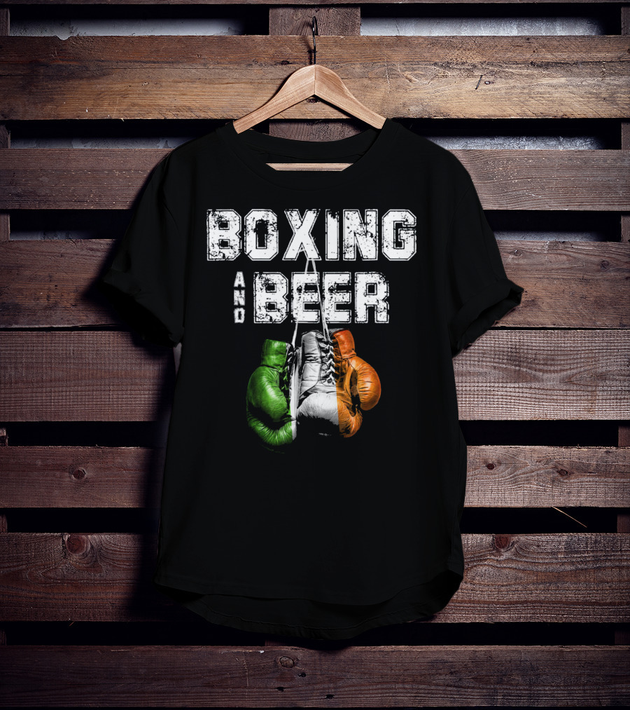 Boxing And Beer Irish Flag Colors Humor T-Shirt