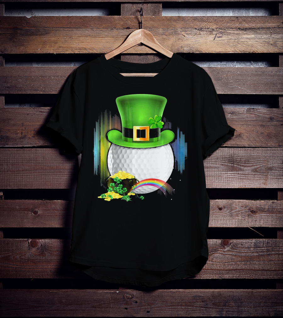Golf Leprechaun Coin Rainbow Saint Patrick's Day T-Shirt