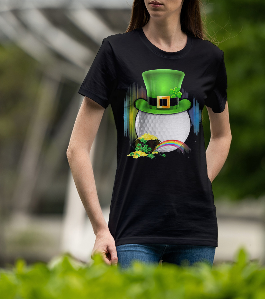 Golf Leprechaun Coin Rainbow Saint Patrick's Day T-Shirt