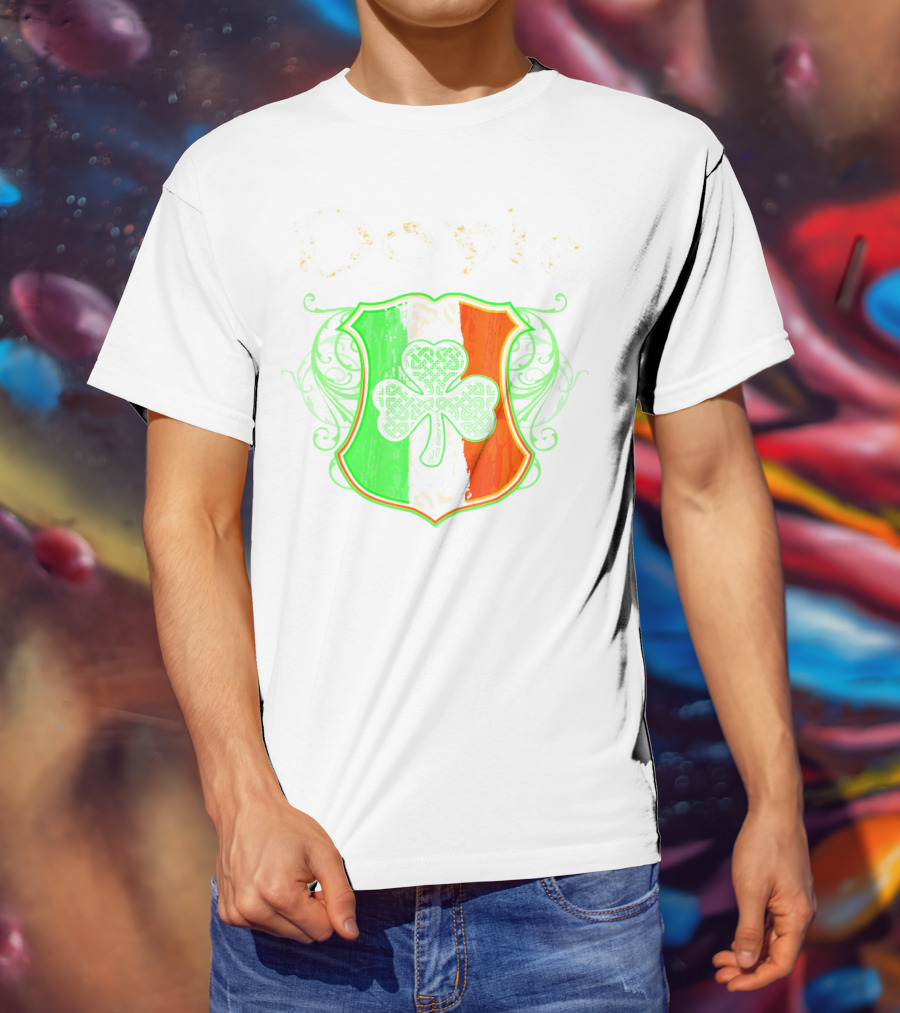 Doyle Irish Last Name Shamrock Shield Irish Flag T-Shirt