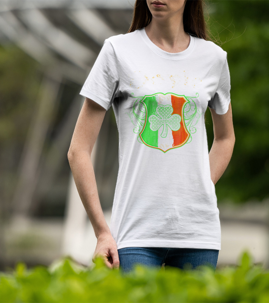 Doyle Irish Last Name Shamrock Shield Irish Flag T-Shirt