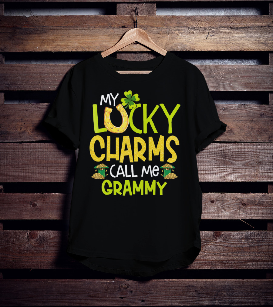 My Lucky Charms Call Me Grammy With Horseshoe Clover Gold Pots T-Shirt
