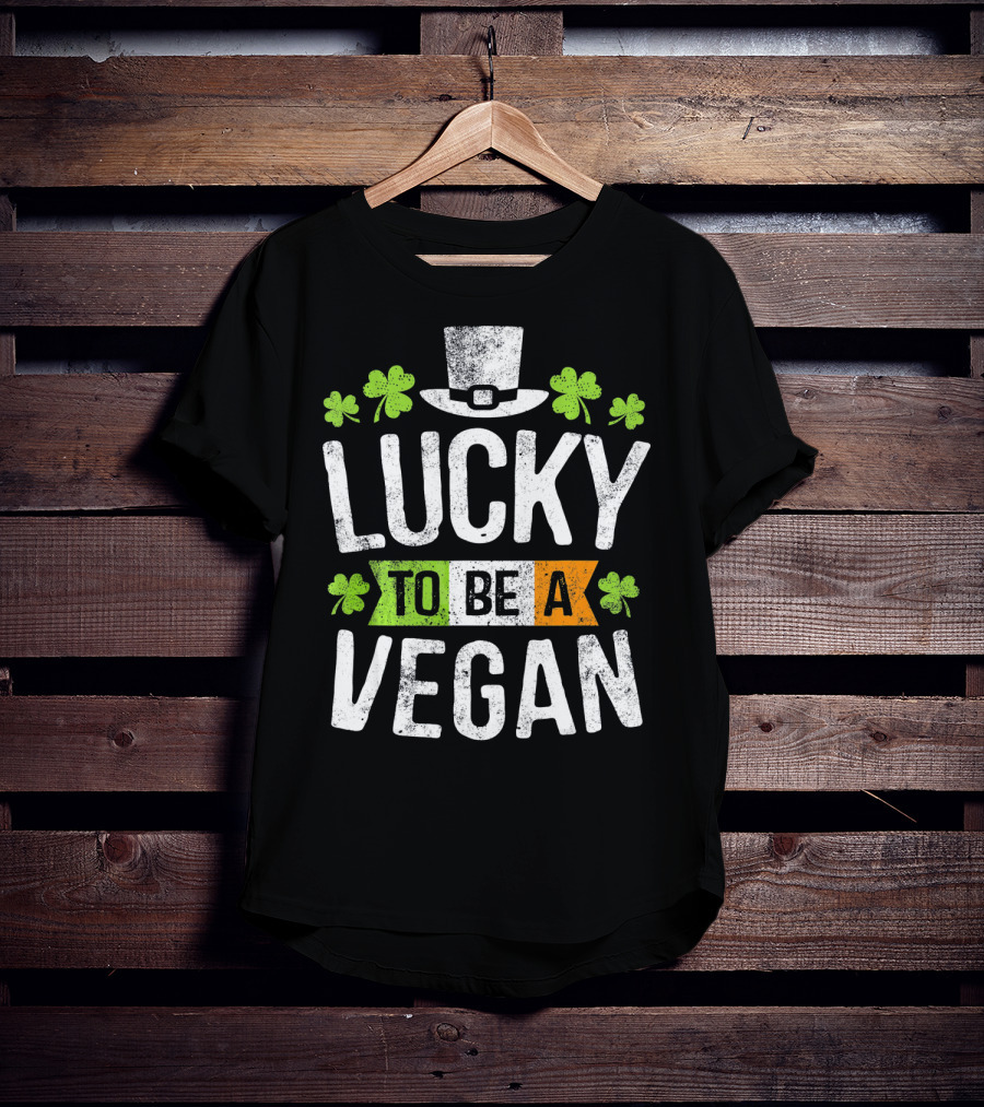 Lucky To Be A Vegan Funny St Patrick's Day Shamrock Hat T-Shirt