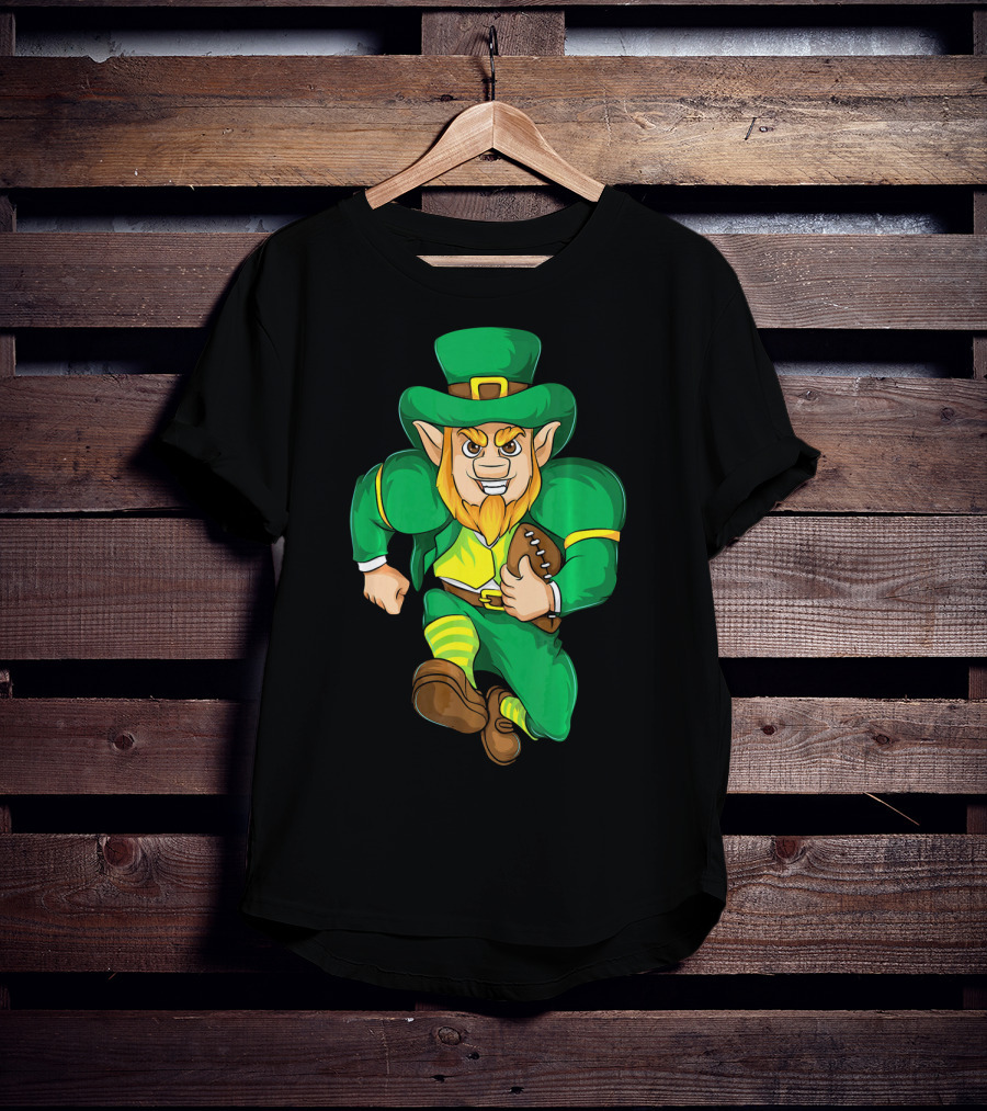 Irish Football Leprechaun St Patricks Running With Ball T-Shirt