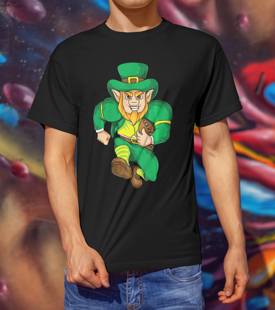 Irish Football Leprechaun St Patricks Running With Ball T-Shirt