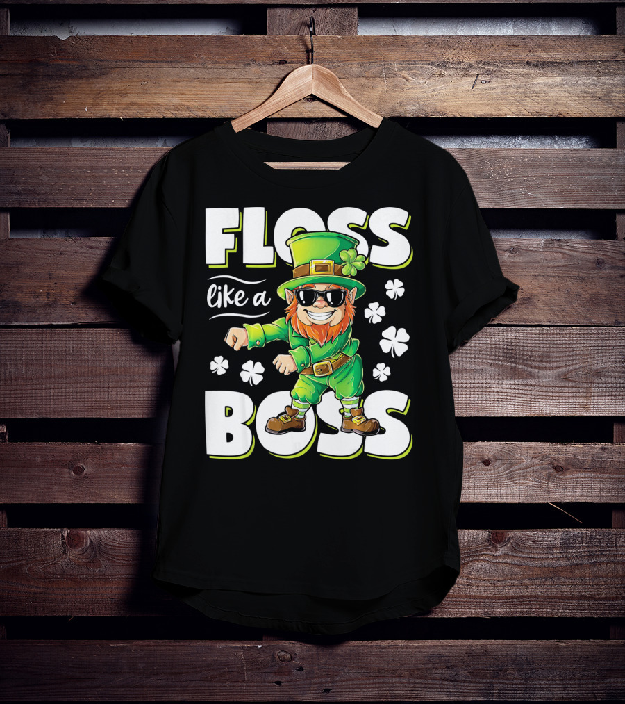 Floss Like A Boss Leprechaun With Shamrocks And Sunglasses T-Shirt