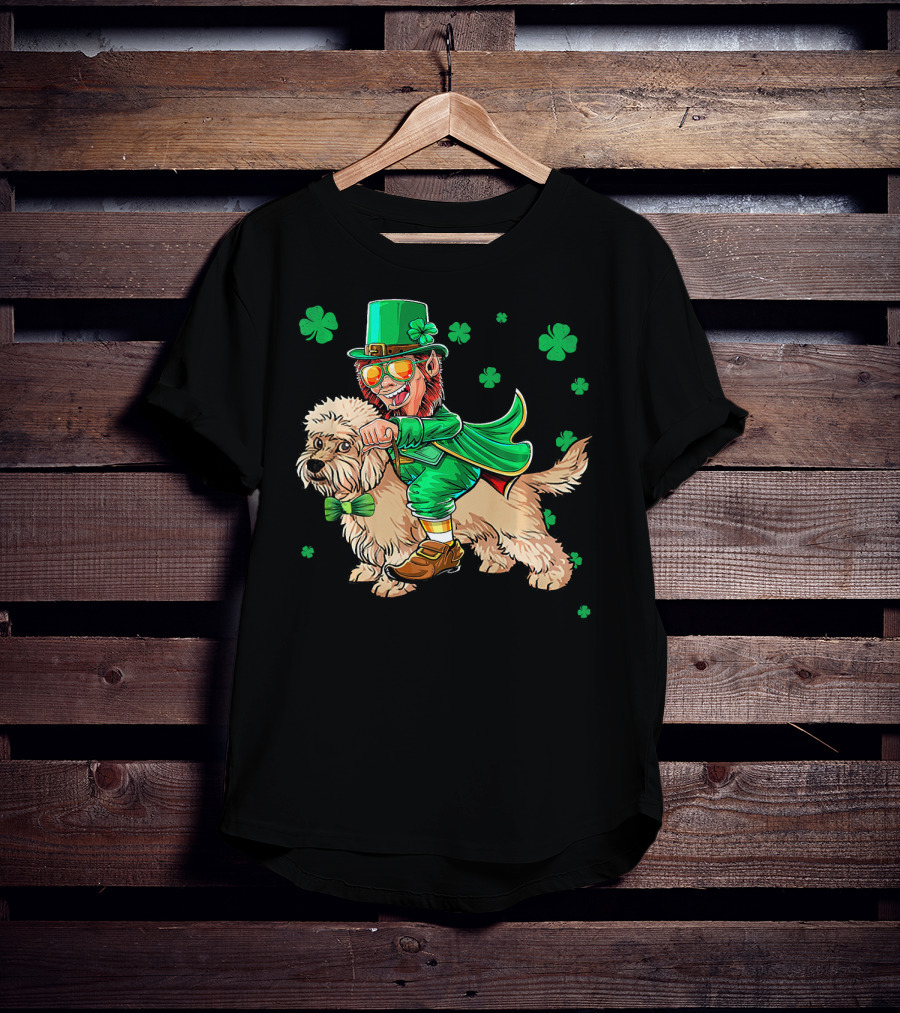 Leprechaun Dandi Dinmont Terrier Shamrock St. Patrick's Day T-Shirt