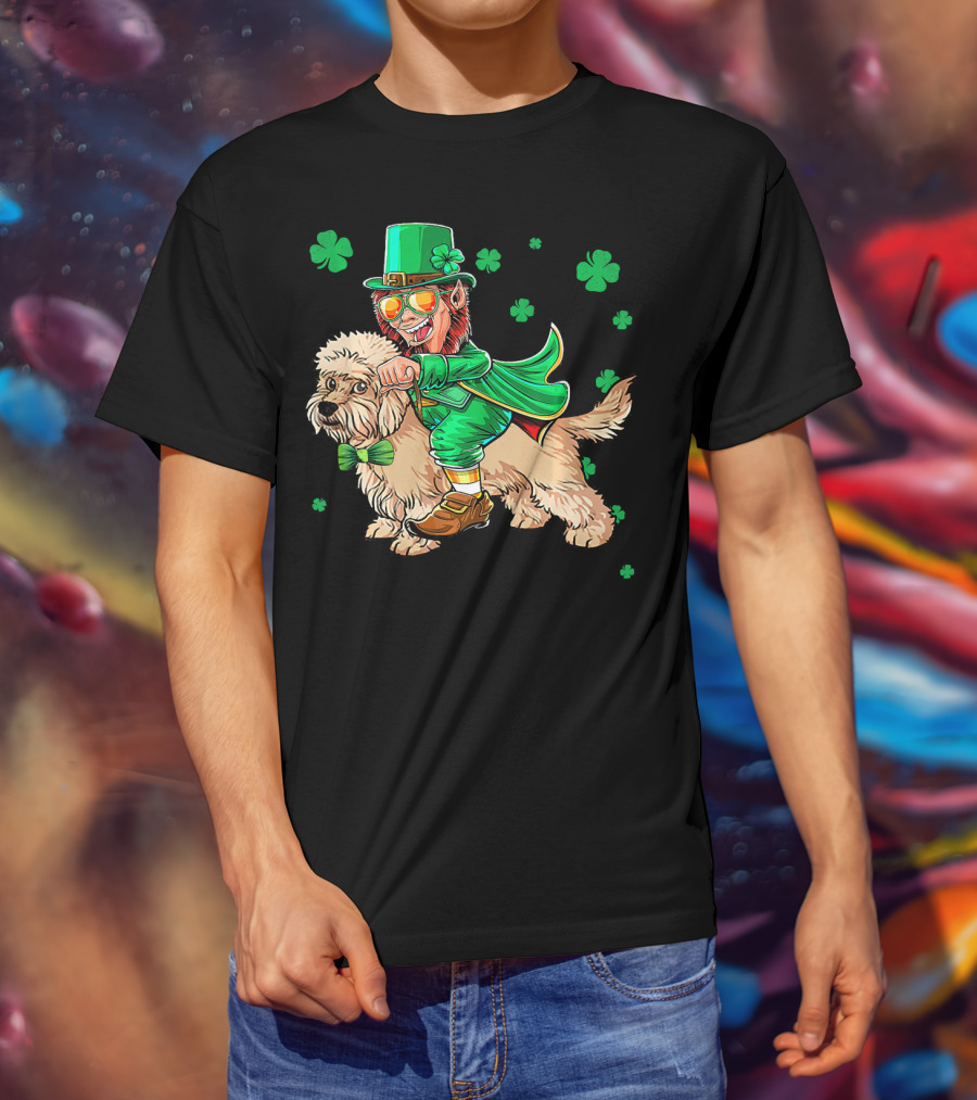 Leprechaun Dandi Dinmont Terrier Shamrock St. Patrick's Day T-Shirt