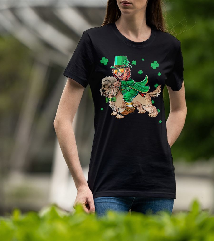 Leprechaun Dandi Dinmont Terrier Shamrock St. Patrick's Day T-Shirt