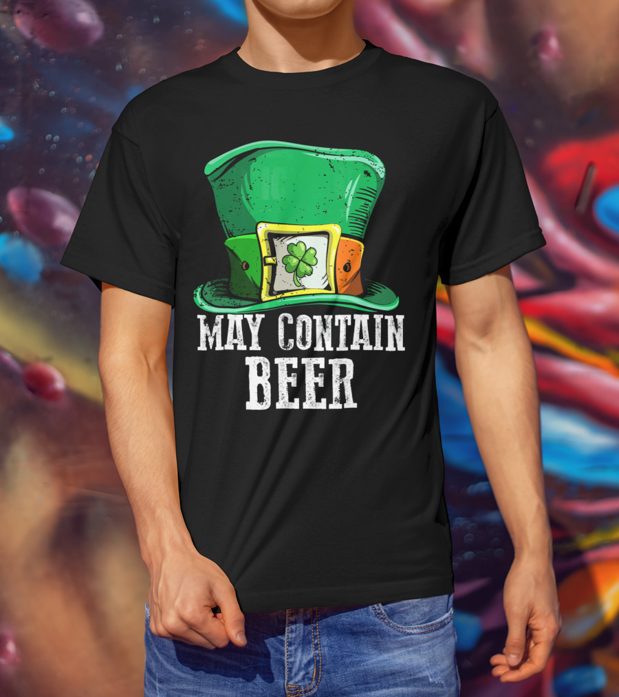 May Contain Beer Green Hat With Shamrock Buckle T-Shirt
