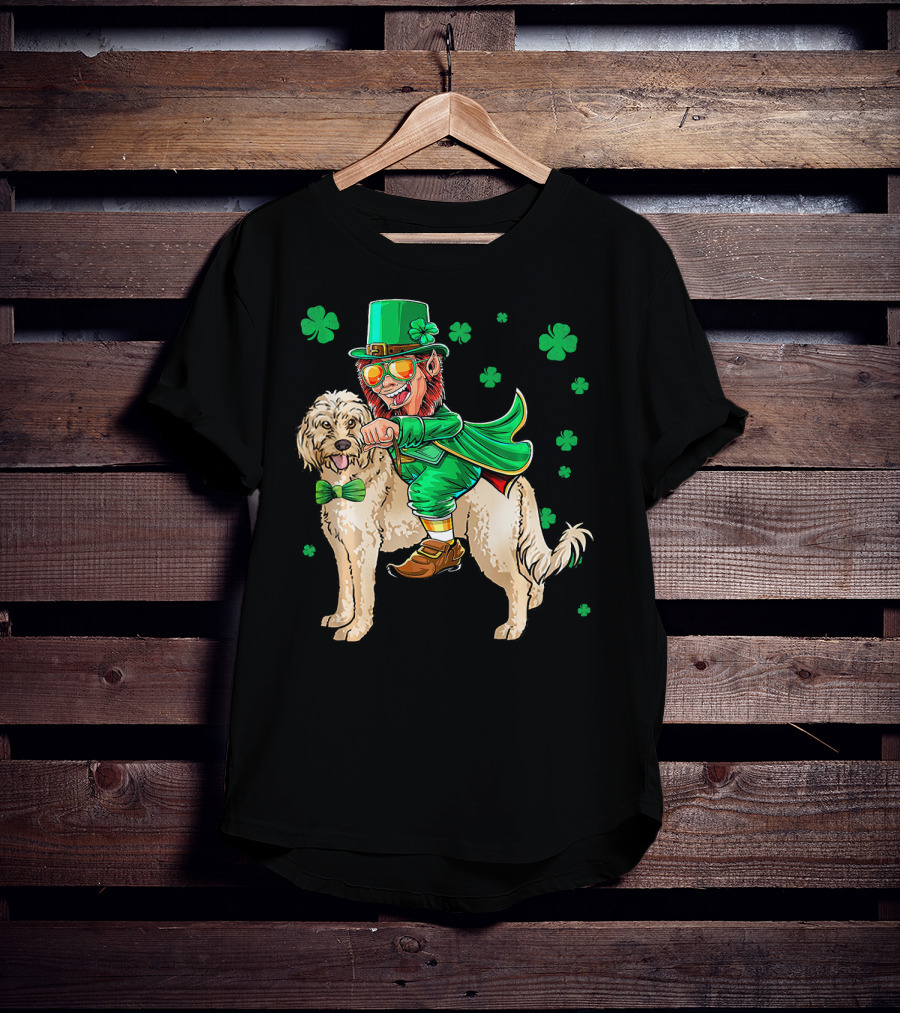 Leprechaun Riding Cockapoo With Shamrocks For St. Patrick's Day T-Shirt