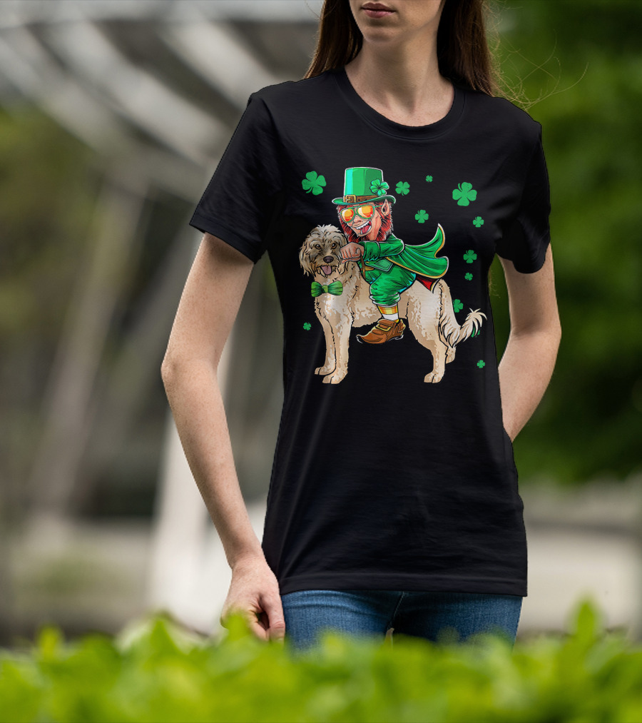 Leprechaun Riding Cockapoo With Shamrocks For St. Patrick's Day T-Shirt