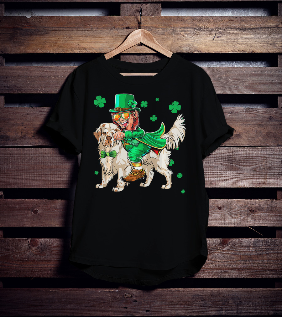 Leprechaun Clumber Spaniel Shamrock St. Patrick's Day T-Shirt