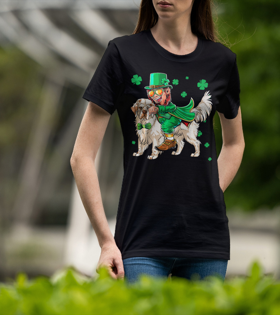 Leprechaun Clumber Spaniel Shamrock St. Patrick's Day T-Shirt