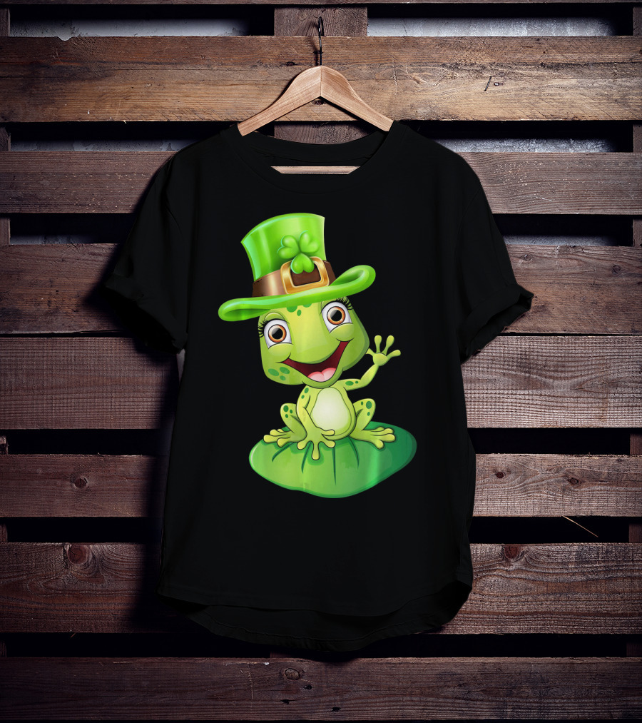 St. Patrick's Day Cute Frog In Green Hat T-Shirt