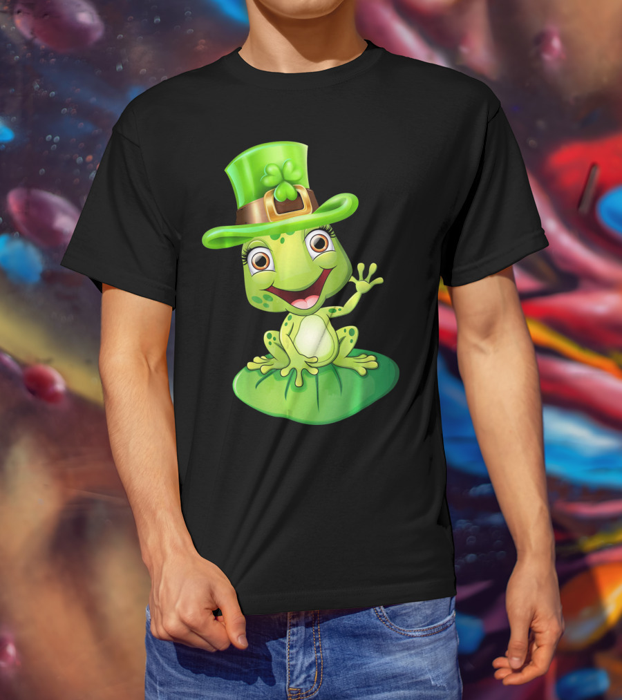 St. Patrick's Day Cute Frog In Green Hat T-Shirt