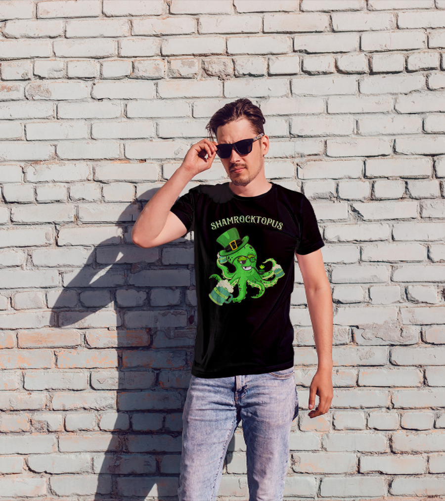 Shamrocktopus Octopus Leprechaun St. Pat Green Hat Beer Mugs T-Shirt