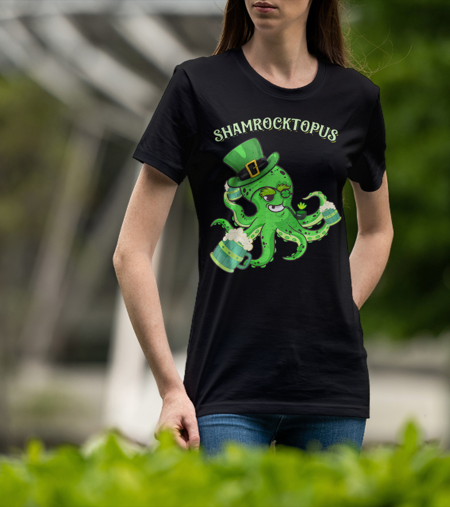 Shamrocktopus Octopus Leprechaun St. Pat Green Hat Beer Mugs T-Shirt