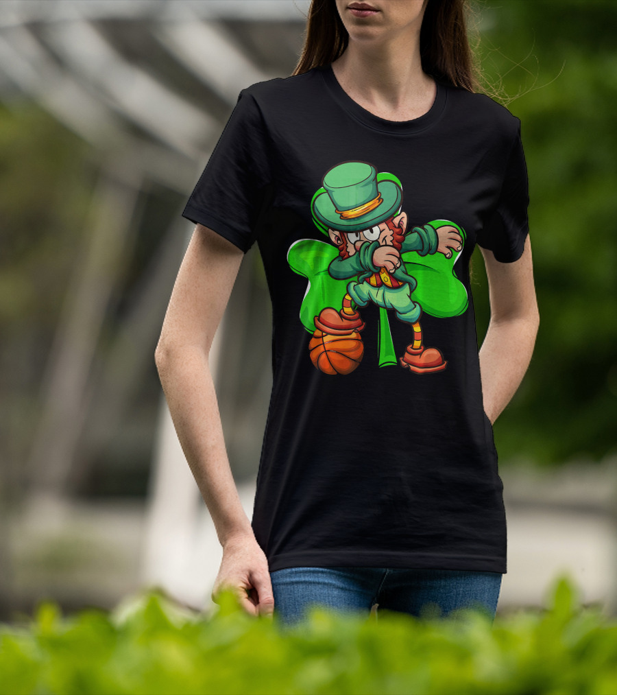 Dabbing Leprechaun With Basketball And Shamrock T-Shirt