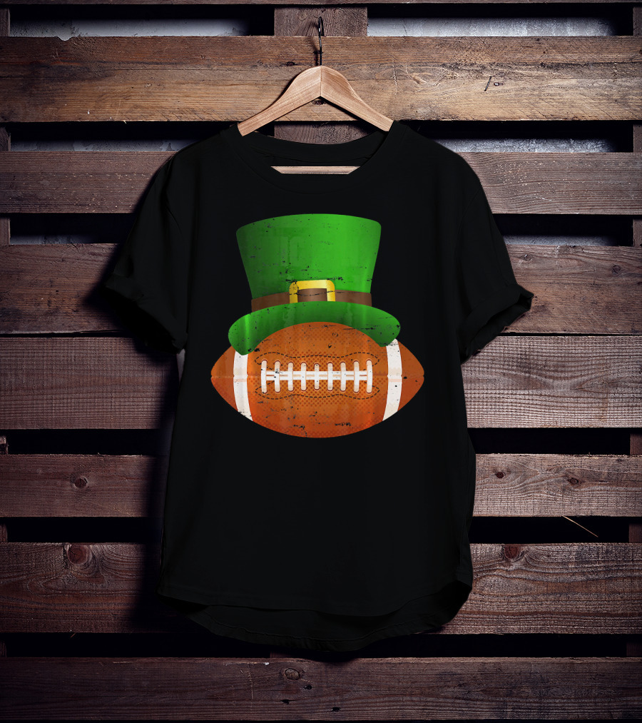 Funny St Patricks Leprechaun Football Hat Luck T-Shirt
