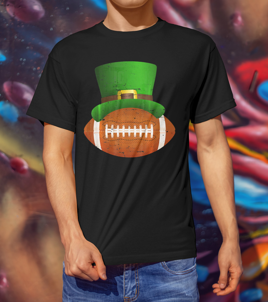 Funny St Patricks Leprechaun Football Hat Luck T-Shirt