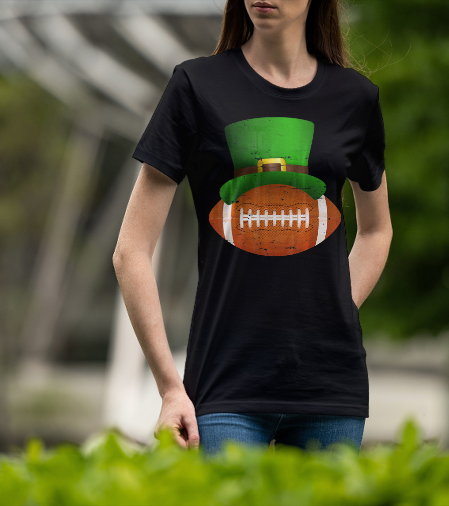Funny St Patricks Leprechaun Football Hat Luck T-Shirt