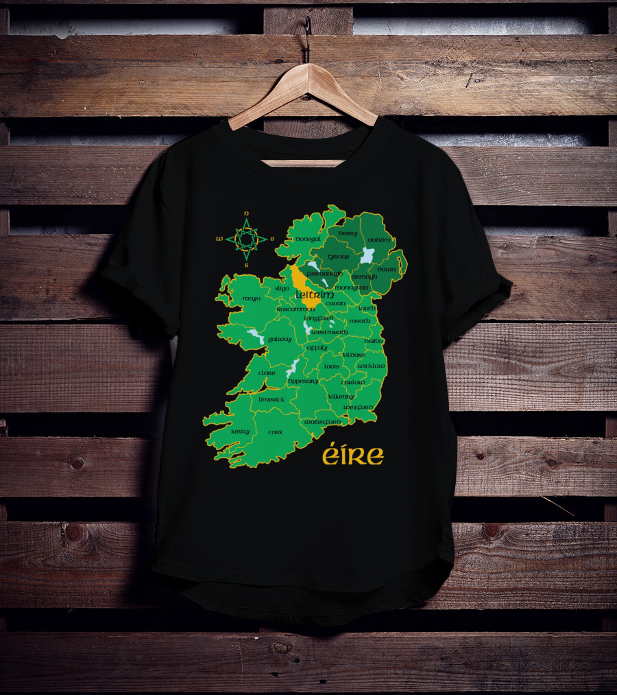 Leitrim Ireland County Map Éire Compass T-Shirt