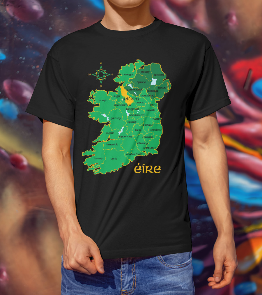 Leitrim Ireland County Map Éire Compass T-Shirt