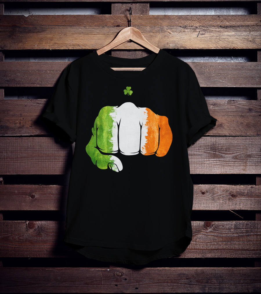 Irish Fighting Fist With Tricolor And Shamrock Mixed Martial Arts T-Shirt