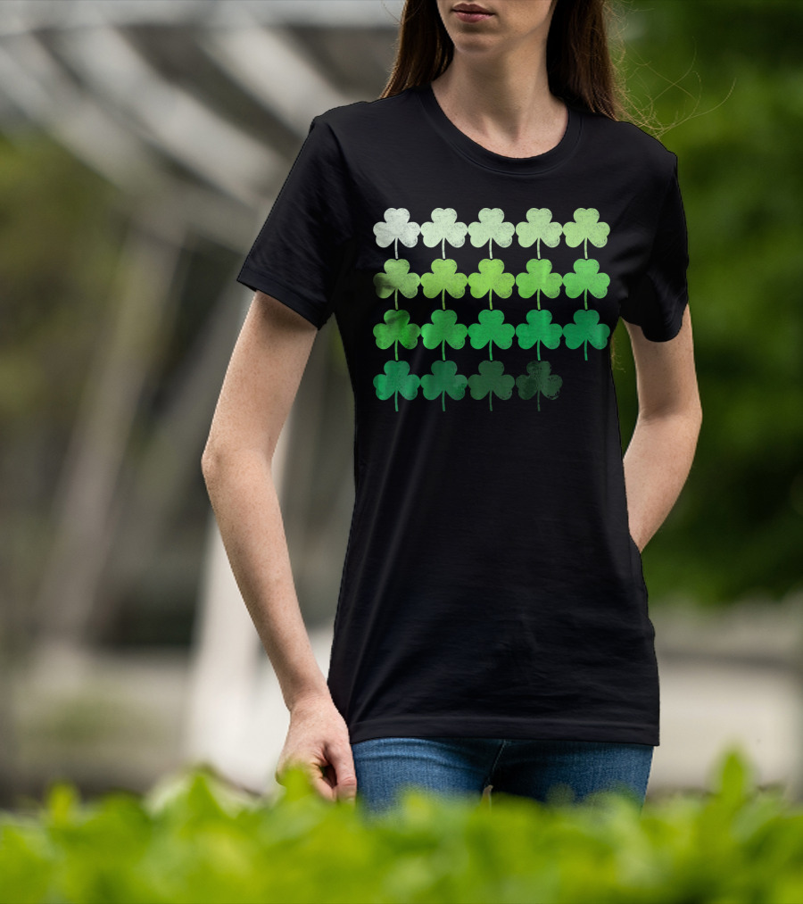 Shades Of Green Irish Shamrock Gradient T-Shirt