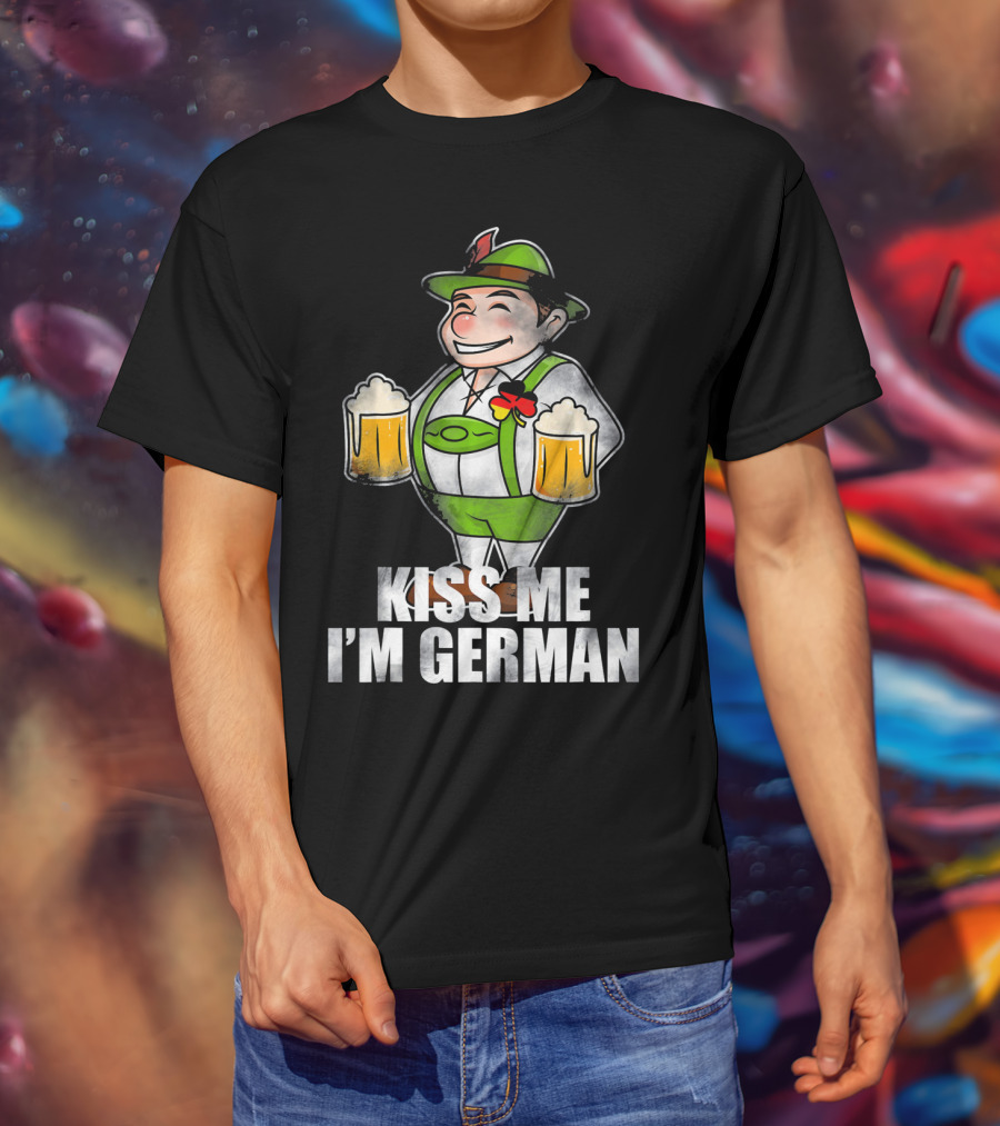 Kiss Me I'm German St Patrick's Day Lederhosen Beer T-Shirt