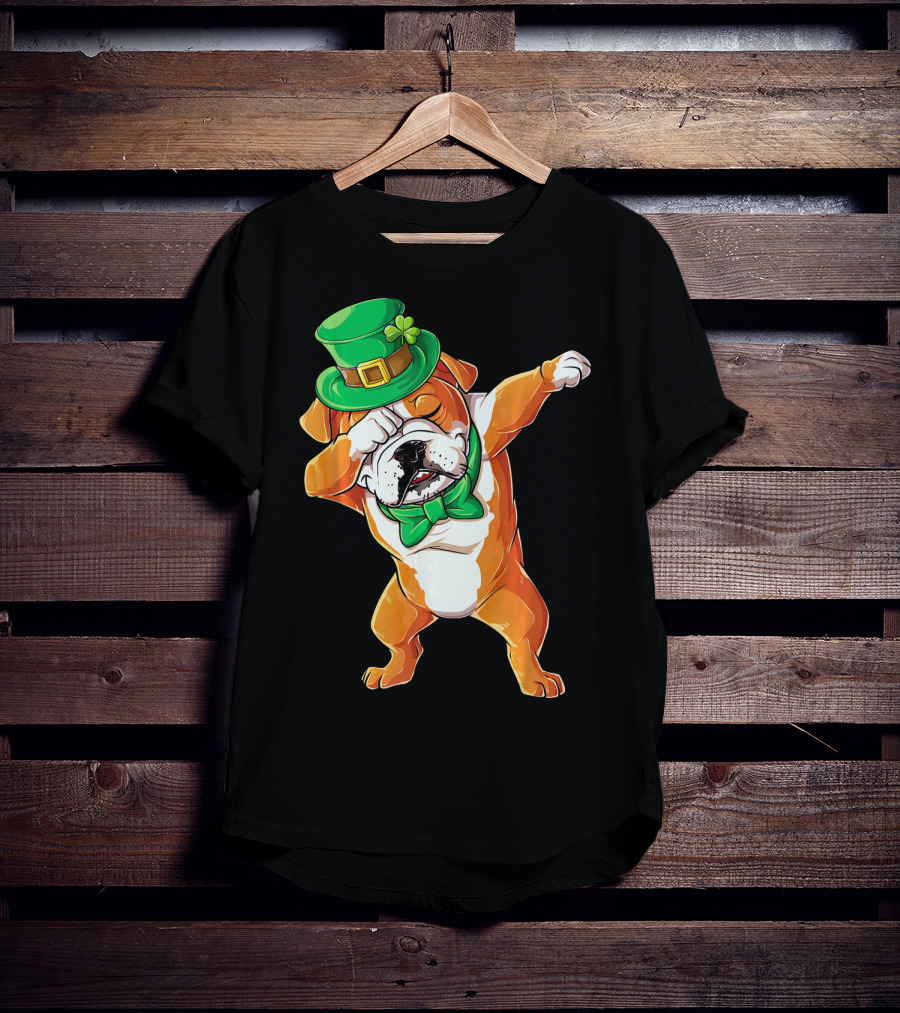 St. Patrick's Day Dabbing English Bulldog T-Shirt