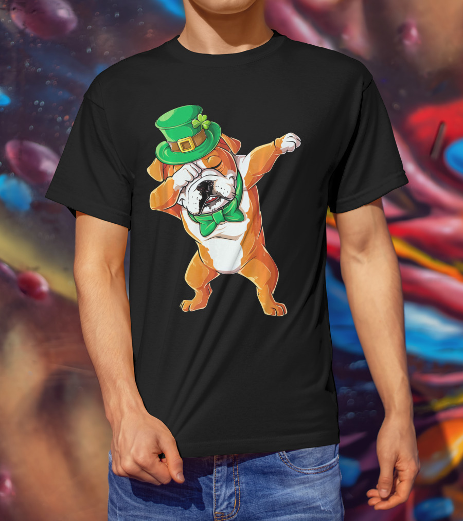 St. Patrick's Day Dabbing English Bulldog T-Shirt