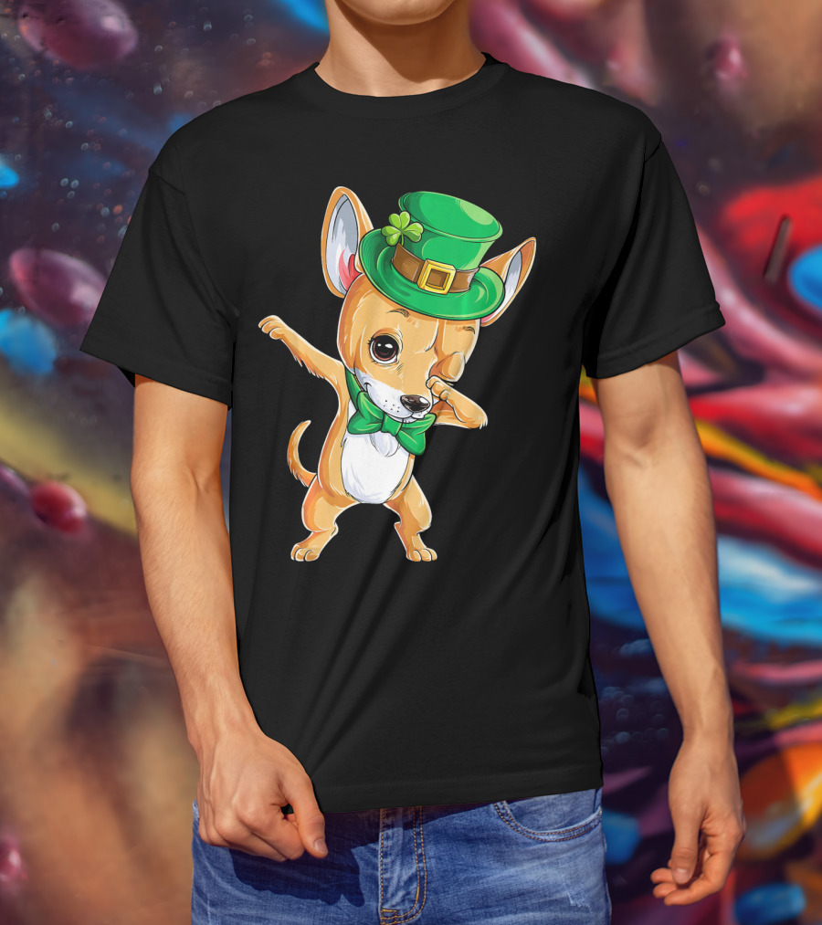 St. Patrick's Day Dabbing Chihuahua Leprechaun Hat T-Shirt
