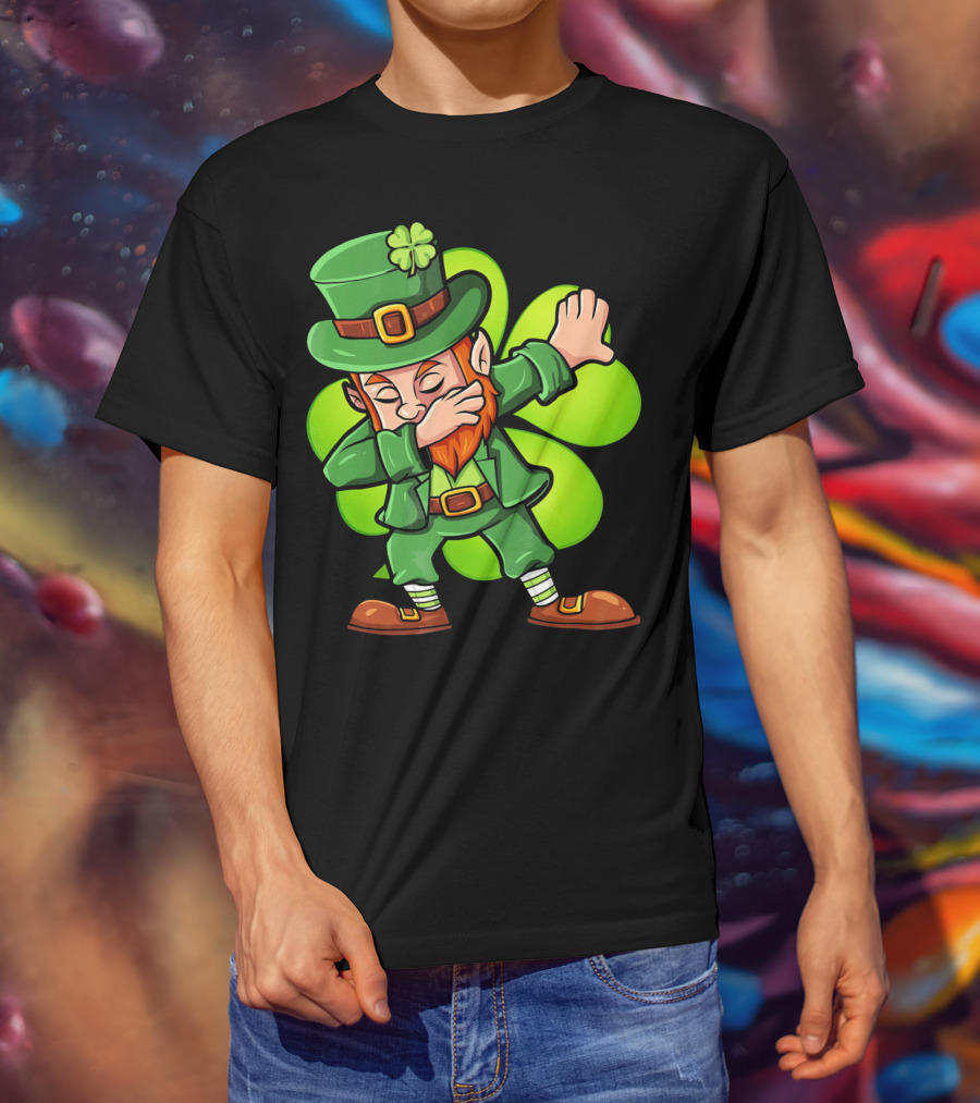 Dabbing Leprechaun With Clover St Patrick's Day Luck T-Shirt