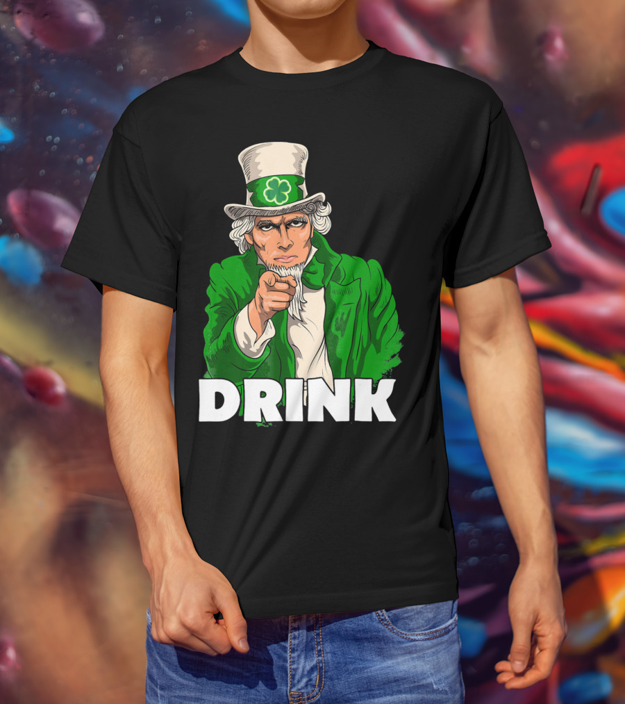 Irish Leprechaun Uncle Sam St Patricks Drink T-Shirt