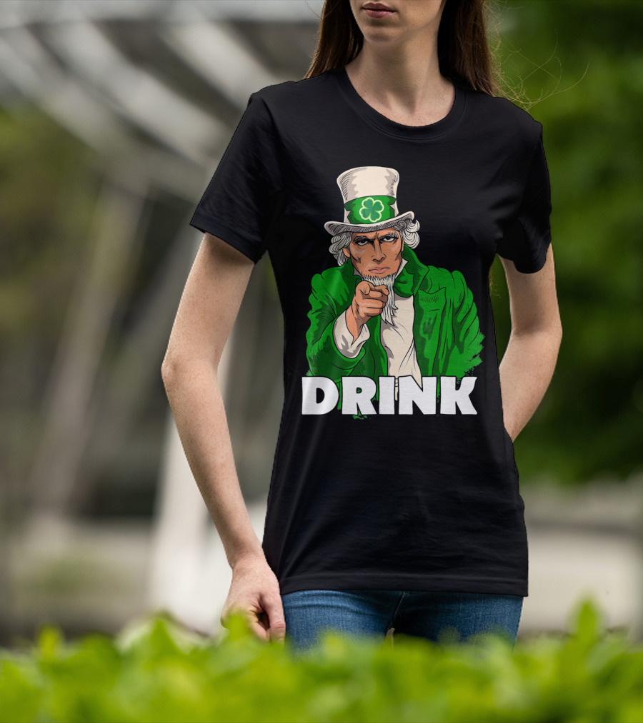 Irish Leprechaun Uncle Sam St Patricks Drink T-Shirt